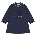 Younger Girls Navy Blue Logo Sweatshirt Dress, 1, hi-res