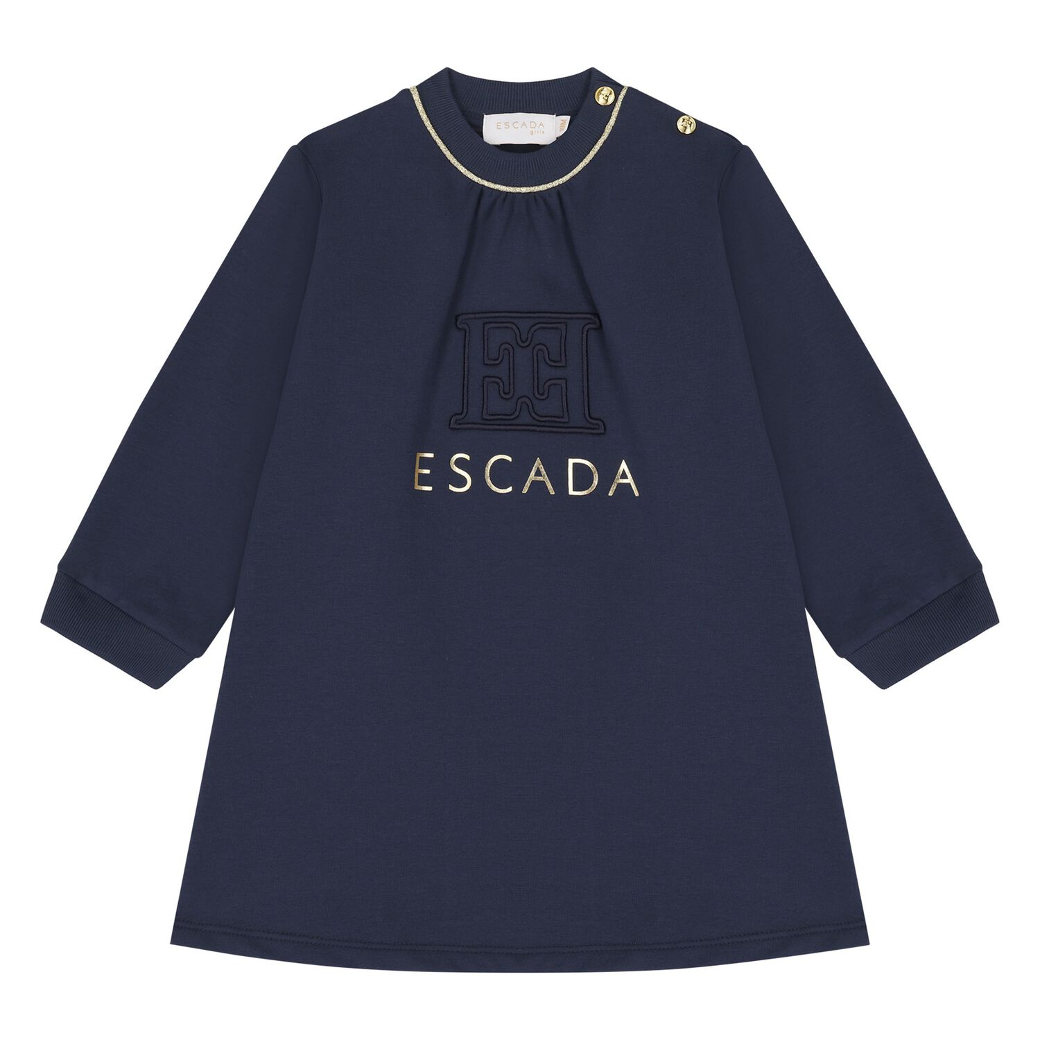 Younger Girls Navy Blue Logo Sweatshirt Dress, 1, hi-res