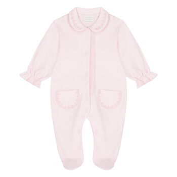 Baby Girls Pink Embroidered Babygrow