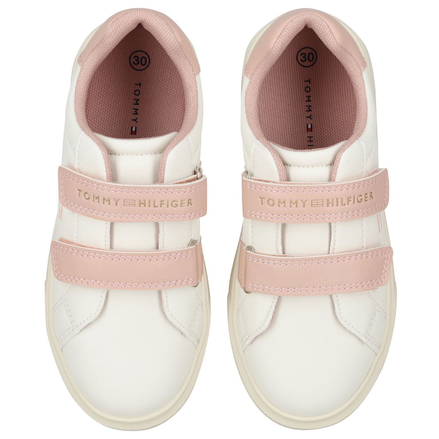 Girls White & Pink Logo Trainers, 1, hi-res