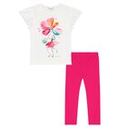 Girls White & Pink Flower Leggings Set, 1, hi-res