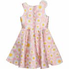 Girls Pink Satin Daisy Dress, 1, hi-res