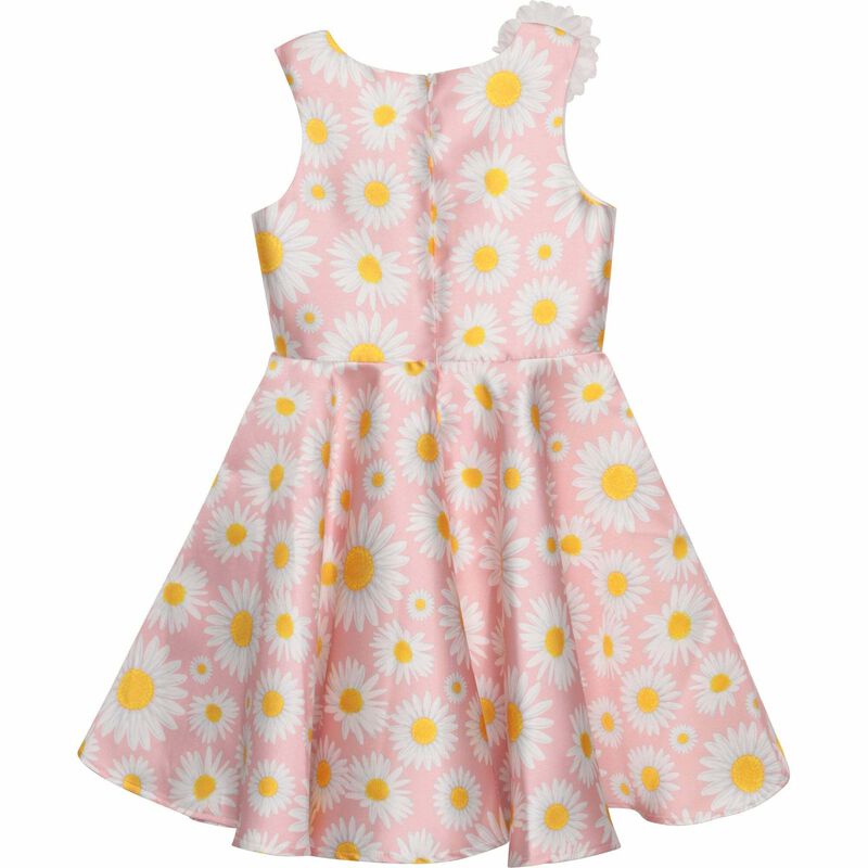 Girls Pink Satin Daisy Dress, 1, hi-res image number null