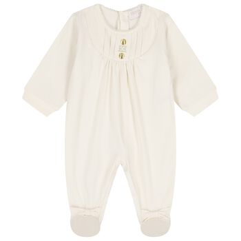 Baby Girls Ivory Logo Babygrow