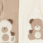 Ivory & Beige Velour Babygrow, 1, hi-res