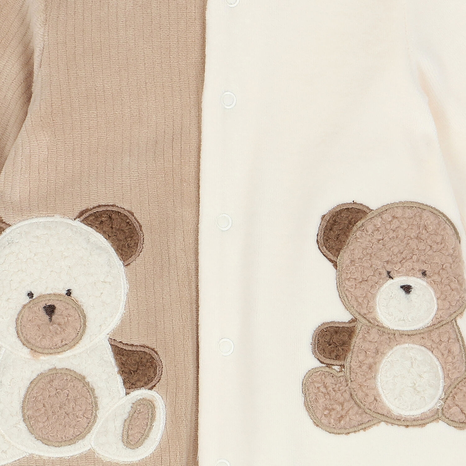 Ivory & Beige Velour Babygrow, 1, hi-res