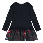 Girls Navy Blue Teddy Bear Dress, 1, hi-res