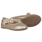 Girls Gold Floral Shoes, 1, hi-res