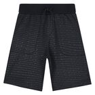 Boys Navy Blue Logo Shorts, 1, hi-res