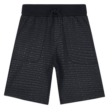 Boys Navy Blue Logo Shorts