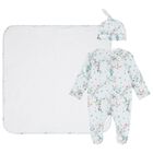 Baby Girls Mint Floral Babygrow Set, 1, hi-res