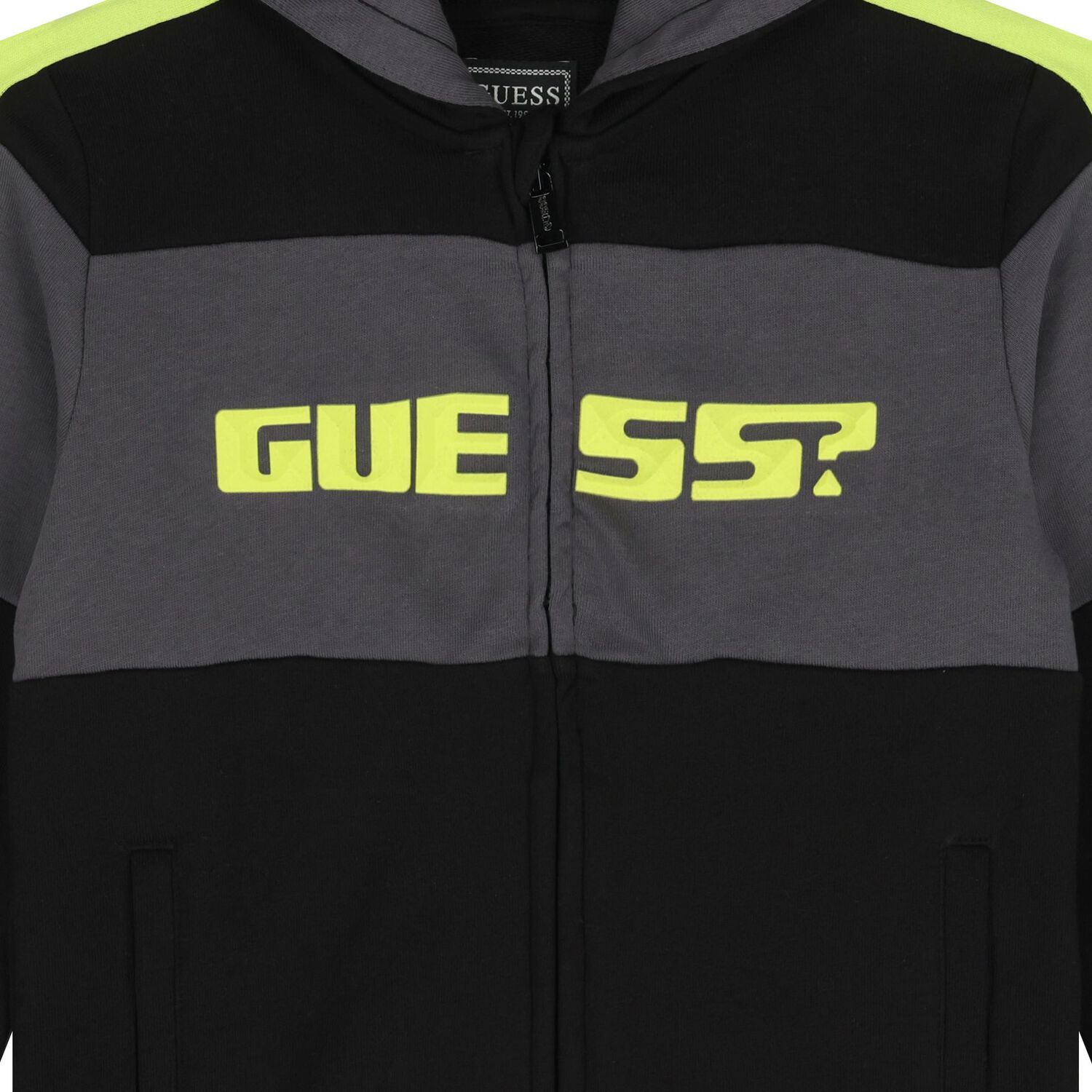 Boys Black Logo Zip Up Top, 1, hi-res