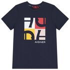 Boys Navy Blue Logo T-Shirt, 2, hi-res
