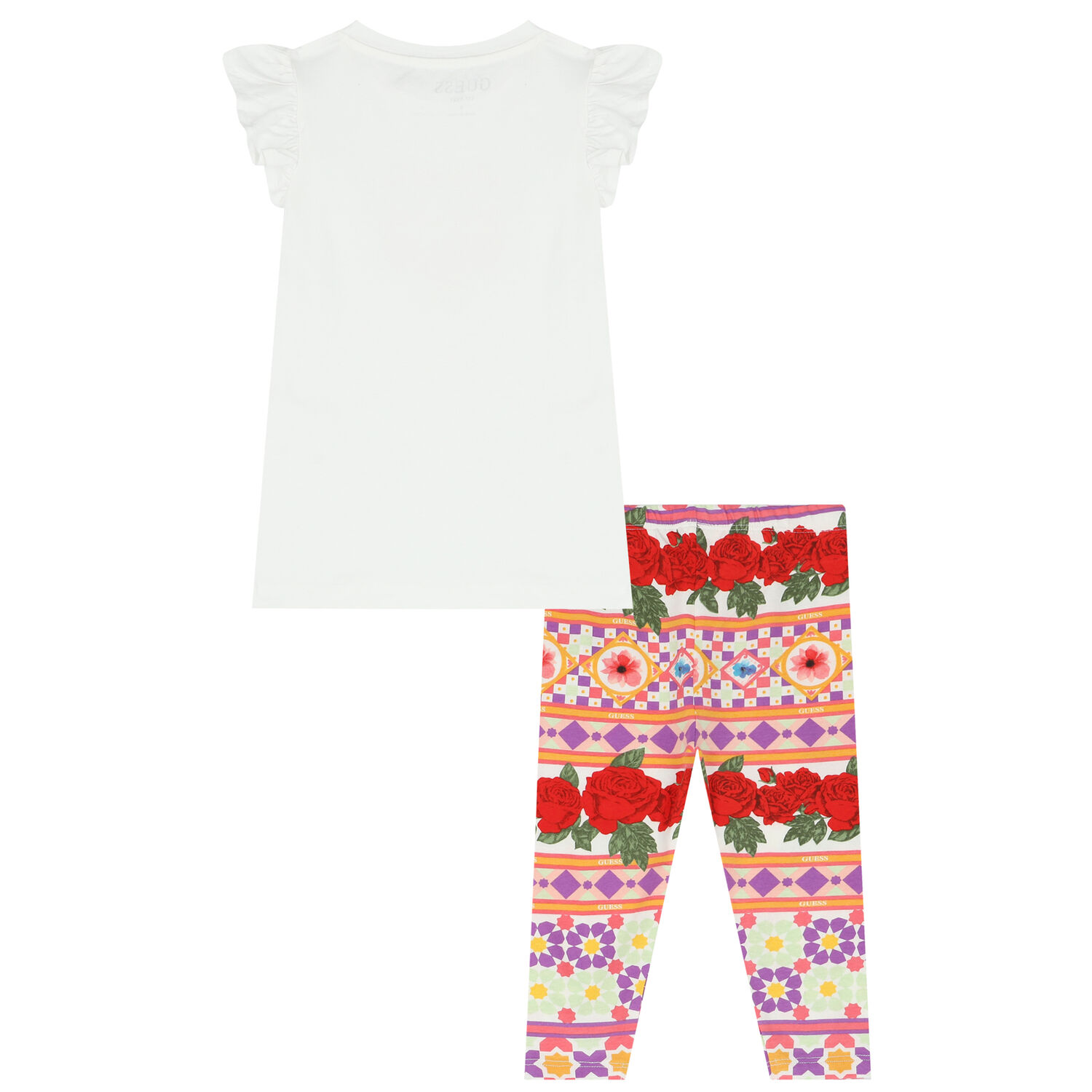 Girls White, Pink & Red Logo Leggings Set, 1, hi-res