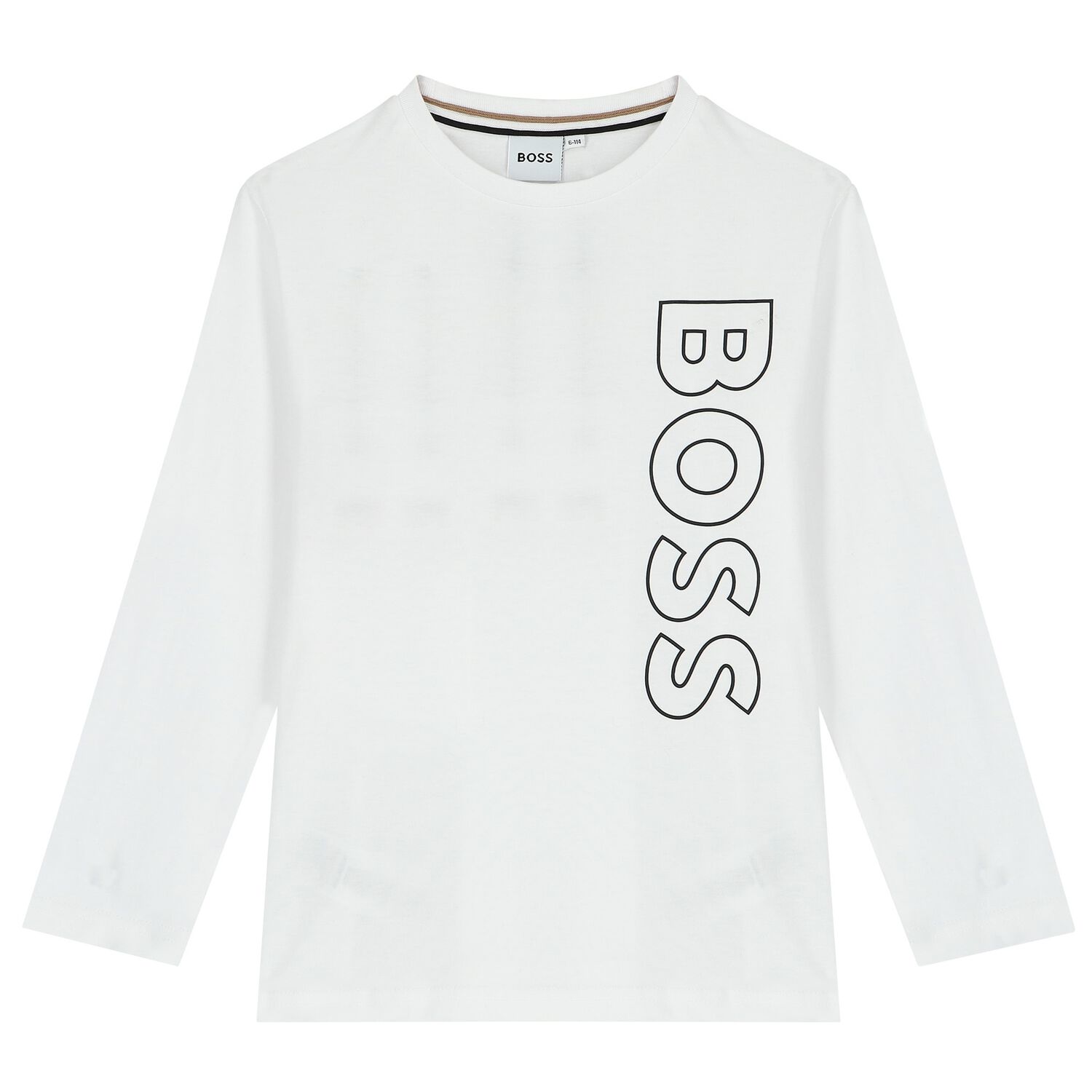 Boys White Logo Long Sleeve Top, 2, hi-res