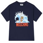 Boys Navy Blue & White Cotton Logo Shorts Set, 1, hi-res