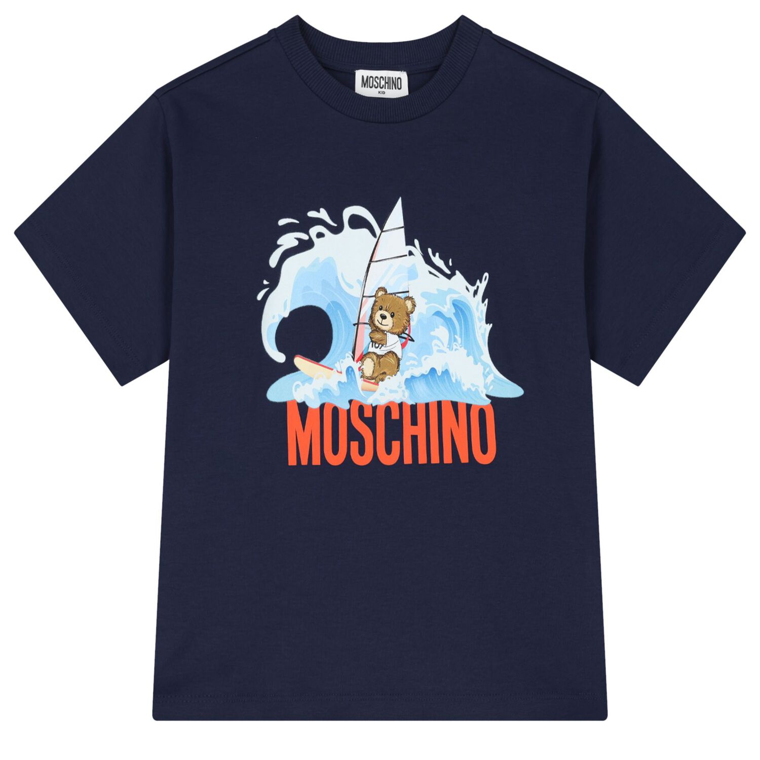 Boys Navy Blue & White Cotton Logo Shorts Set, 1, hi-res