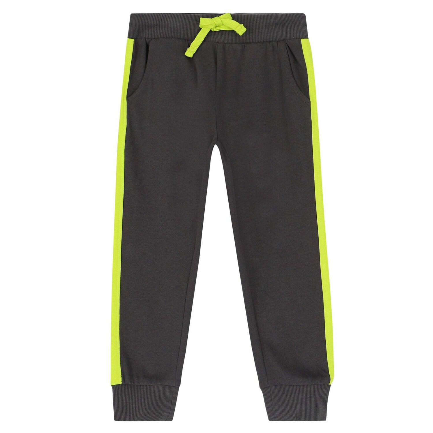 Boys Grey & Neon Green Tracksuit, 1, hi-res