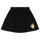 Girls Black Teddy Bear Logo Skirt, 1, hi-res