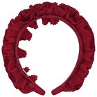 Girls Red Pleated Ruffled Headband, 1, hi-res