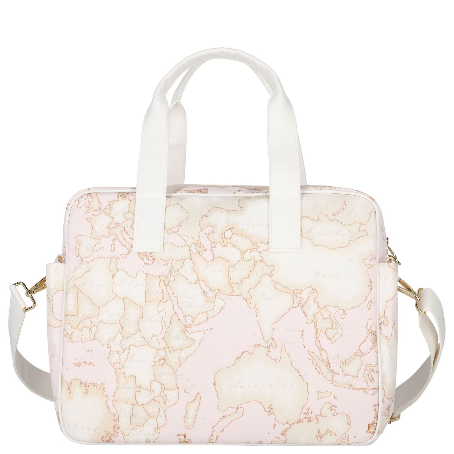 Baby Girls White & Pink Geo Map Changing Bag, 1, hi-res