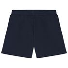 Girls Navy Blue Logo Shorts, 2, hi-res
