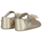 Baby Girls Gold Flower Pre Walker Shoes, 1, hi-res