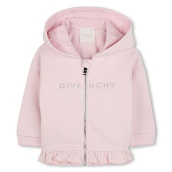 Younger Girls Pink Logo Zip Up Top