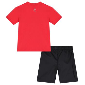 Boys Red & Black Disney Shorts Set