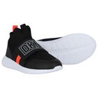Boys Black & White Logo Trainers, 1, hi-res