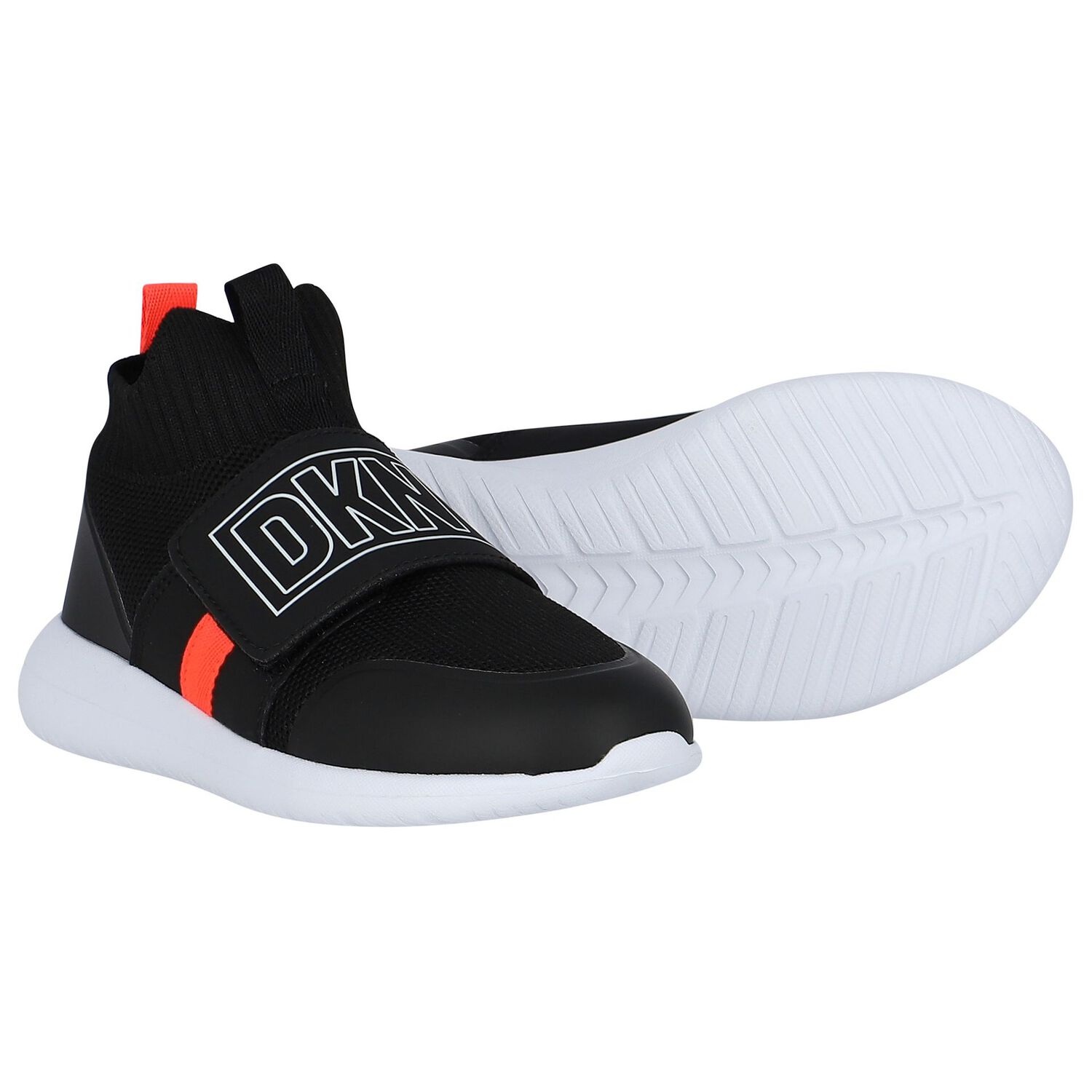 Boys Black & White Logo Trainers, 1, hi-res