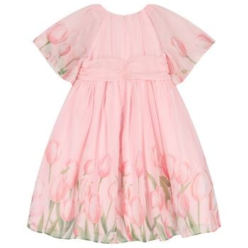 Girls Pink Floral Chiffon Dress