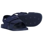 Boys Navy Blue Logo Sandals, 1, hi-res