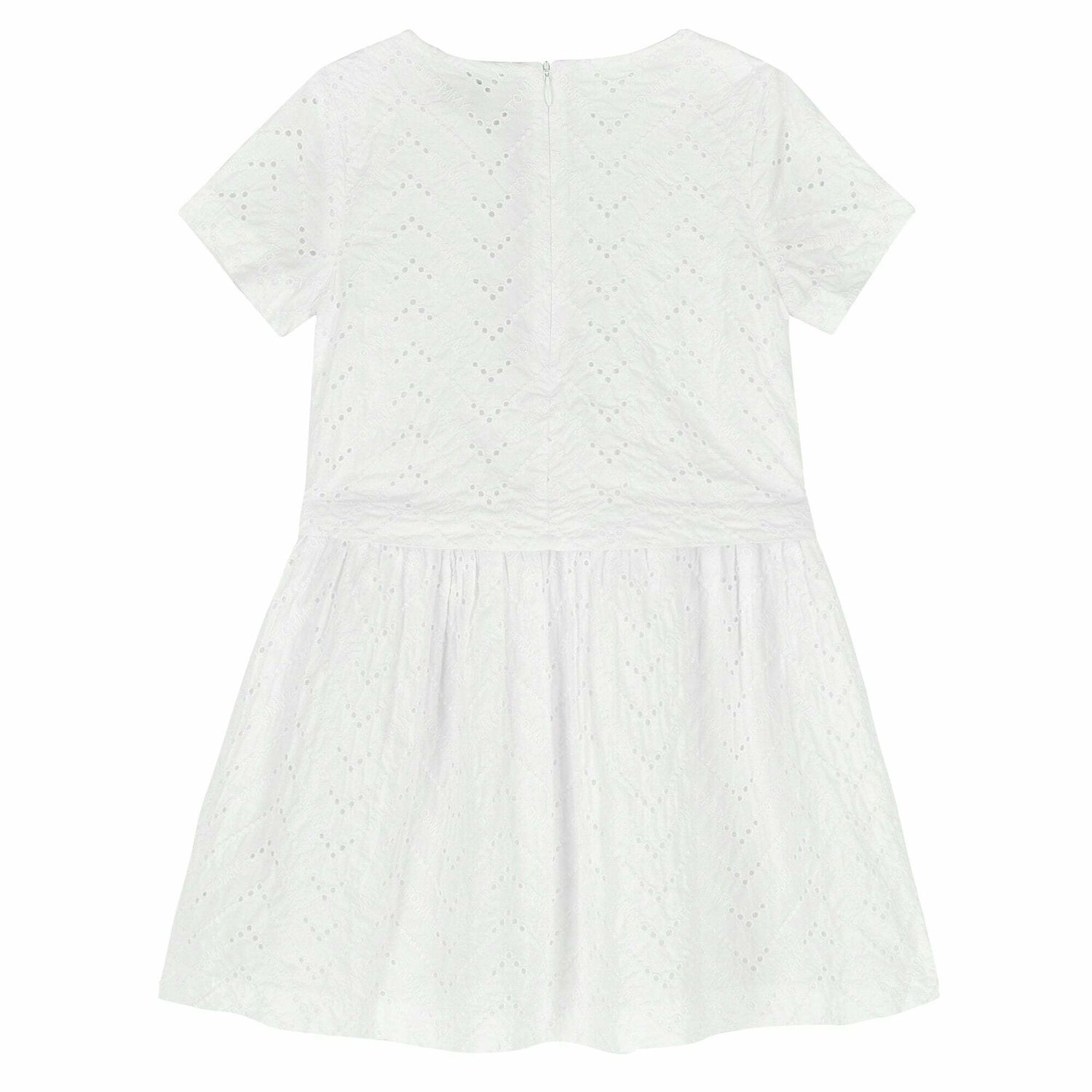 Girls White Logo Dress, 1, hi-res