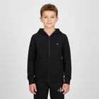 Black Logo Hooded Zip Up Top, 1, hi-res