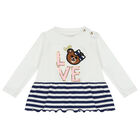 Baby Girls White & Blue Trousers Set, 1, hi-res