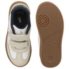 Boys White & Beige Logo Trainers, 1, hi-res