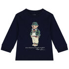Baby Boys Navy Blue Polo Bear Long Sleeve Top, 1, hi-res