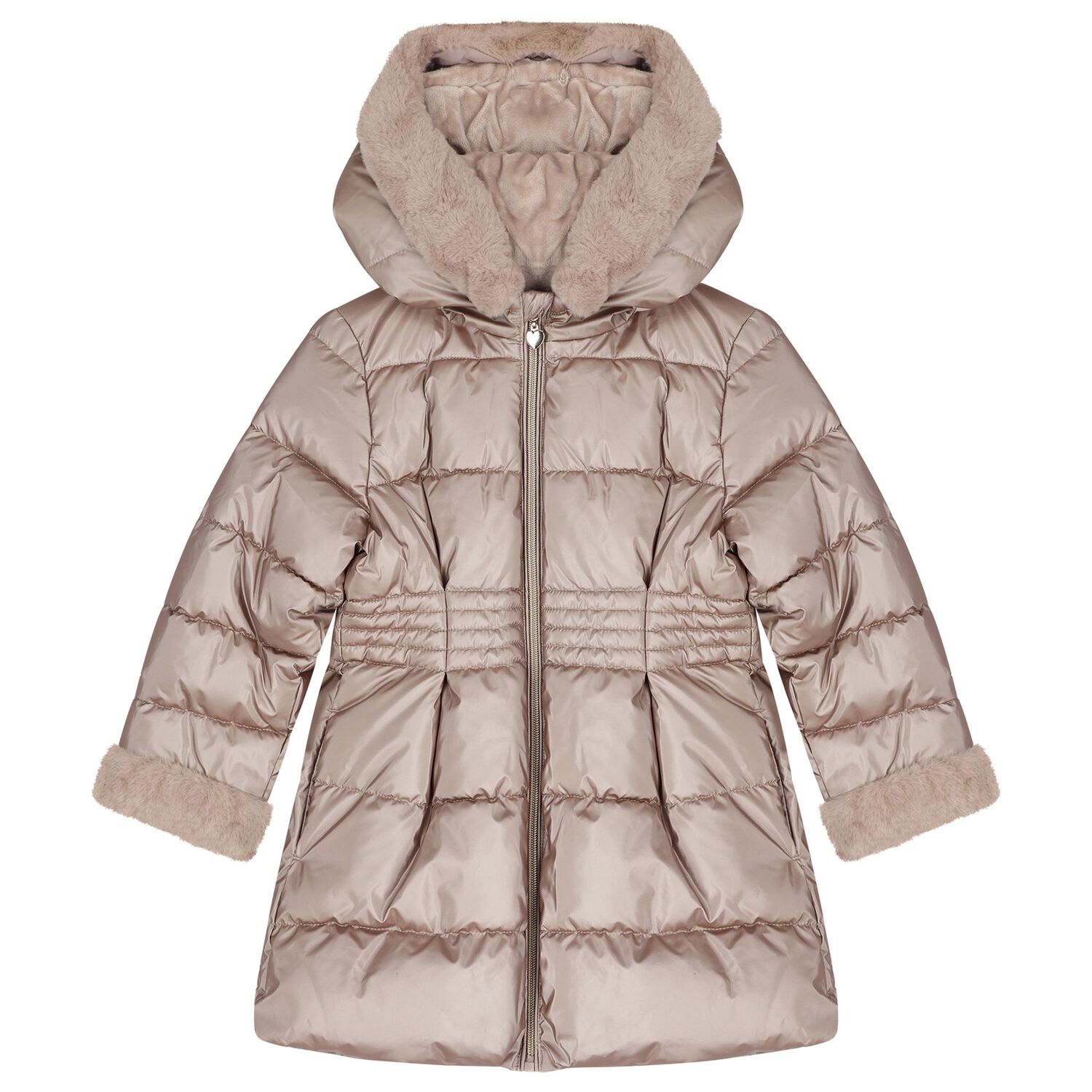 Girls Metallic Pink Puffer Coat, 1, hi-res