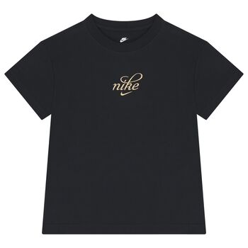 Nike Kids Girls Black Logo T-Shirt, 1 Girls Black Logo T-Shirt