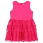 Girls Pink Heart Flared Dress, 1, hi-res