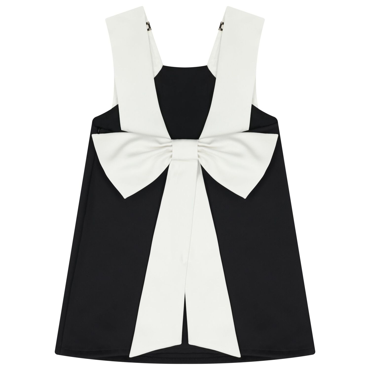 Girls Black & White Bow Dress, 1, hi-res