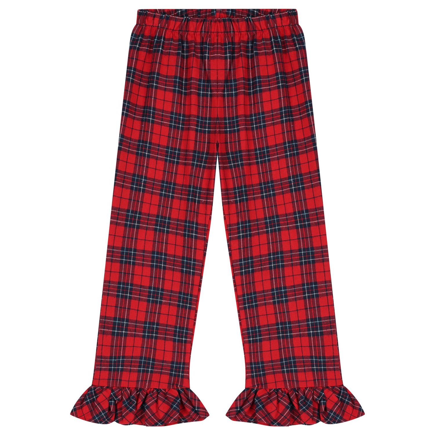 Girls White & Red Tartan Check Pyjamas, 1, hi-res