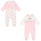 Girls Pink & White Babygrows (2 Pack), 1, hi-res