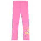 Girls Pink Stars & Hearts Leggings, 1, hi-res