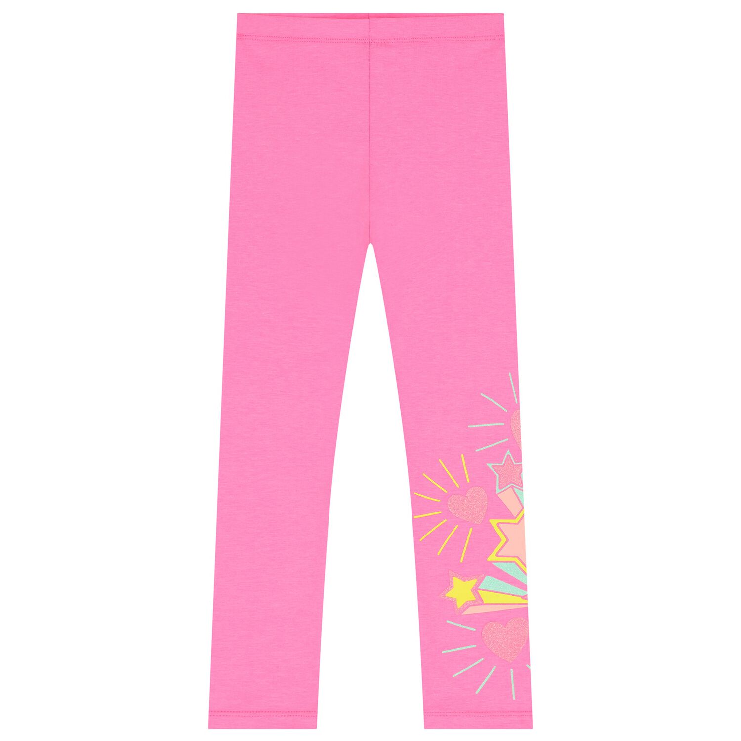 Girls Pink Stars & Hearts Leggings, 1, hi-res
