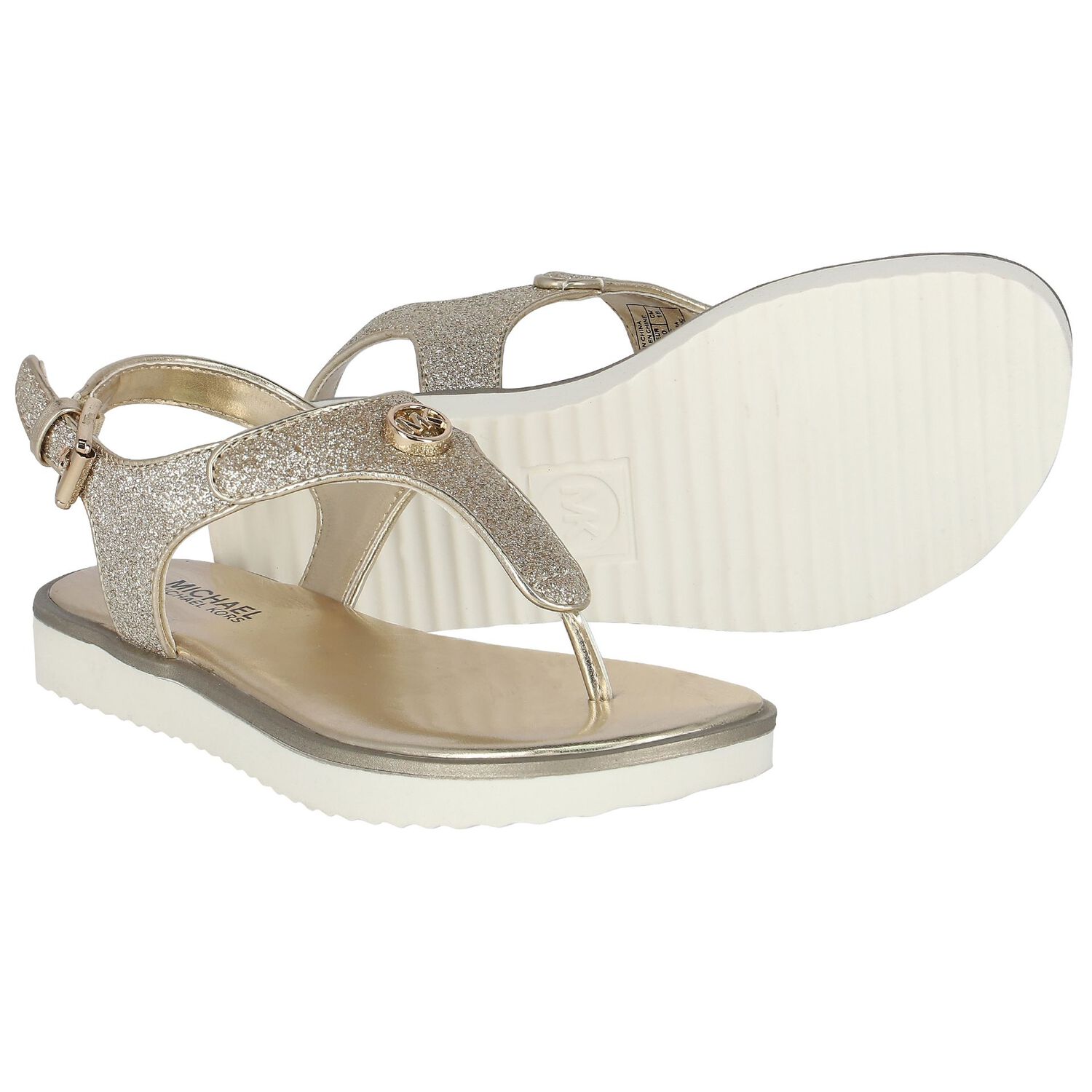 Girls Ivory & Gold Sandals, 1, hi-res