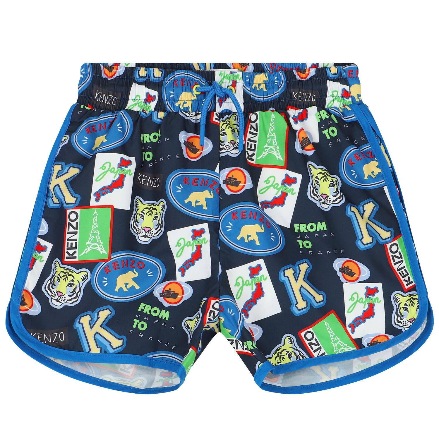 Boys Navy Blue Logo Swim Shorts, 1, hi-res