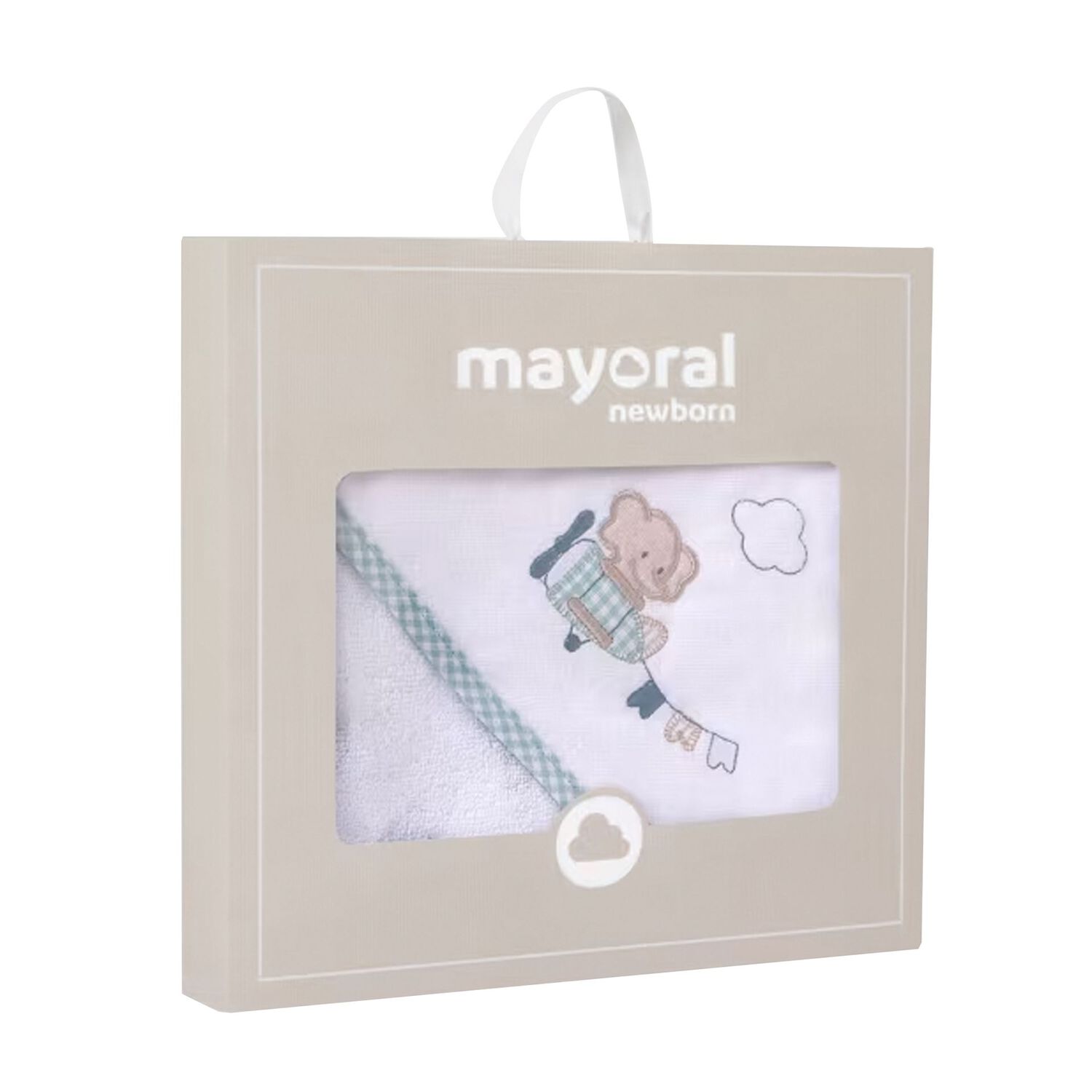 Baby Boys White Hooded Towel, 1, hi-res image number null