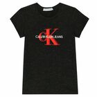 Girls Black Logo T-Shirt, 2, hi-res